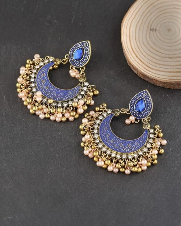 Gold Palted Blue Earrings