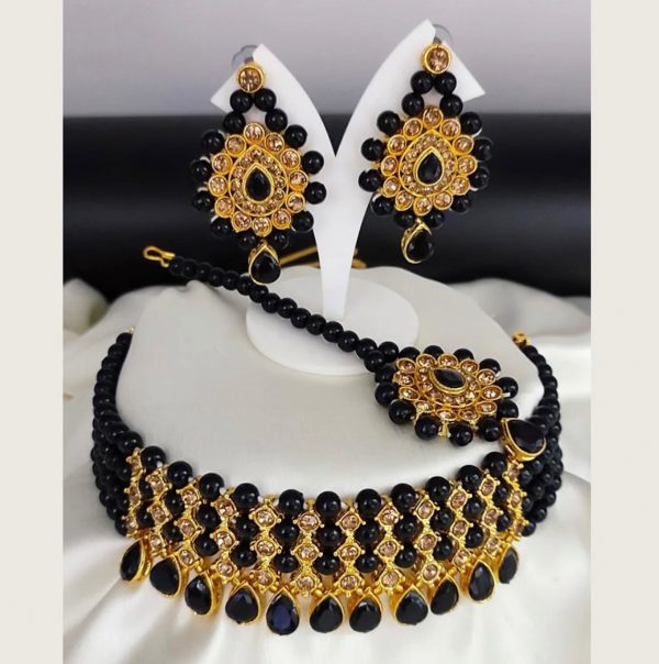 Gold PlatedAustrian Stone & Beads Necklace Set