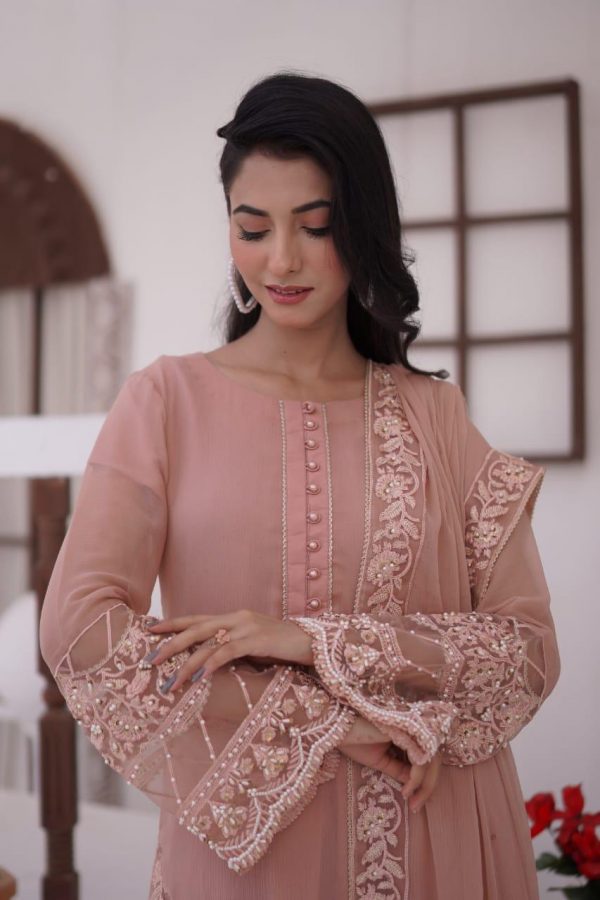 Chiffon 3pcs Gharara Suit – Bild 4