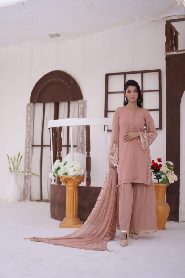 Chiffon 3pcs Gharara Suit