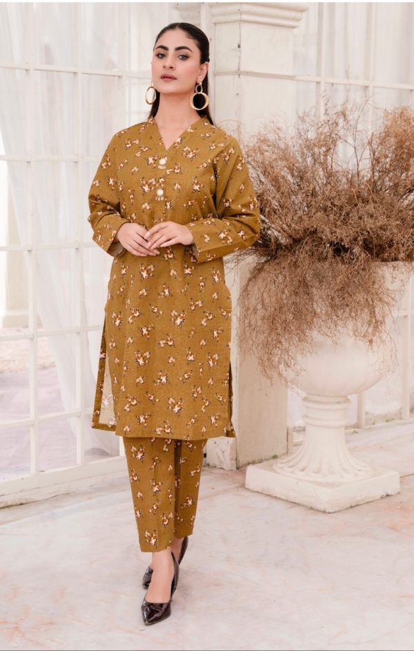 RaniyaH Slub Khadder 2Pcs Printed Suit