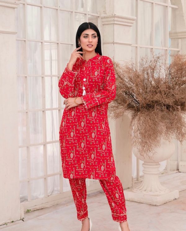 RaniyaH Slub Khadder 2Pcs Printed Suit – Bild 2
