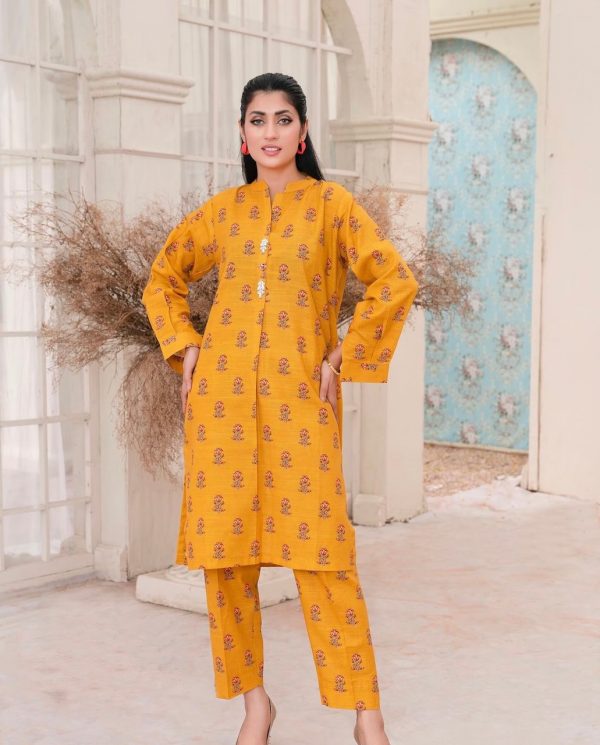 RaniyaH Slub Khadder 2Pcs Printed Suit