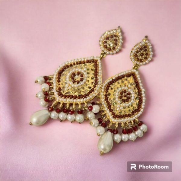 Gold Plated Earrings with Stones & Beads