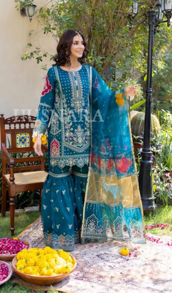 Areej 3pcs Organza Gharara Suit