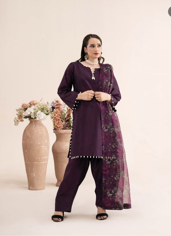 RaniyaH 3Pcs Rawsilk Suit