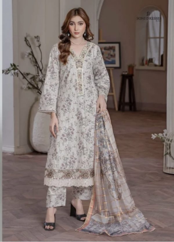 Soni Dresses 3Pcs Lawn Frok Suit