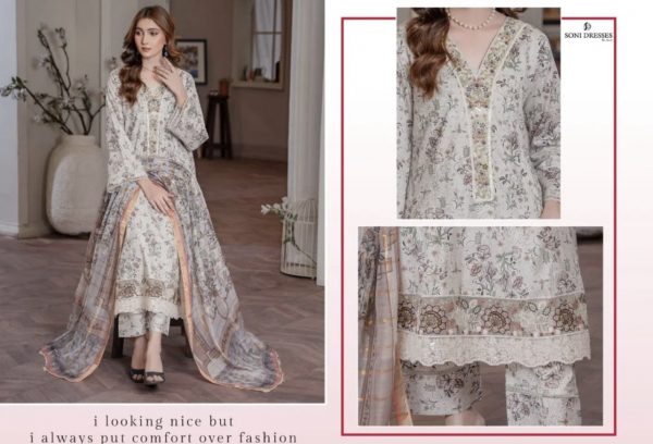 Soni Dresses 3Pcs Lawn Frok Suit – Bild 3