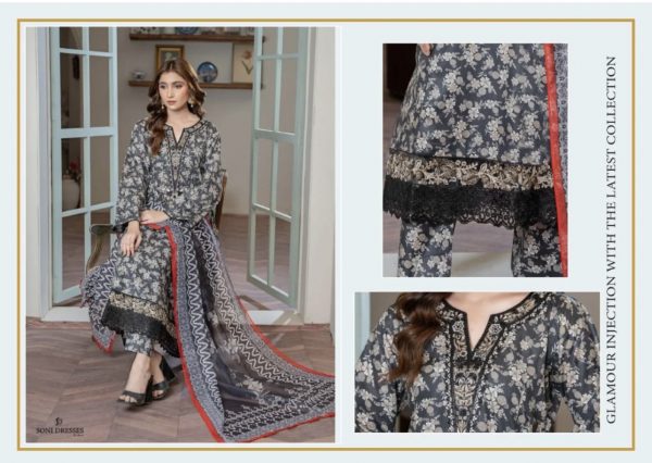 Soni Dresses 3Pcs Lawn Frok Suit – Bild 2