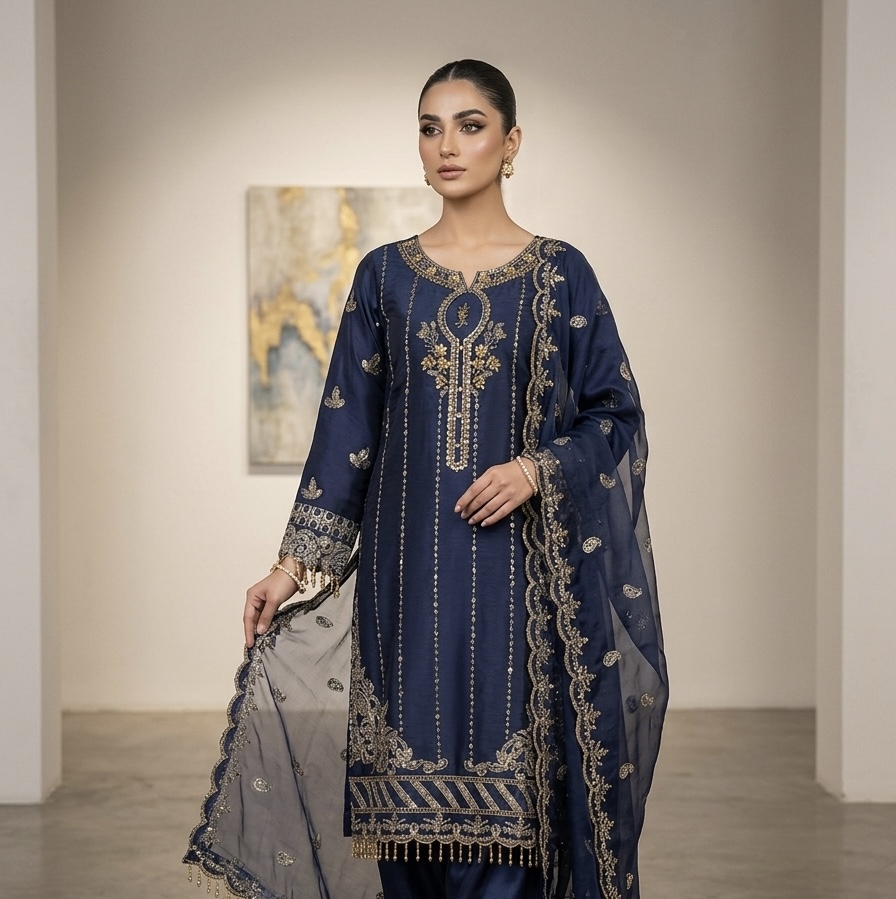 Areeba Shisha Silk 3Pcs Fancy Suit – Bild 2