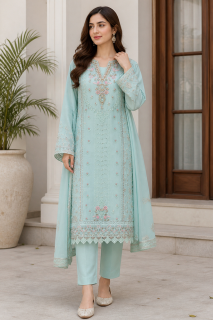Chiffon Fancy 3Pcs Suit – Bild 2